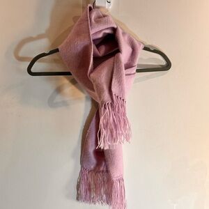 ALPACA CAMARGO Scarf Soft Pink Alpaca Wool Fringed 66” Long 9” Wide 4” Fringe
